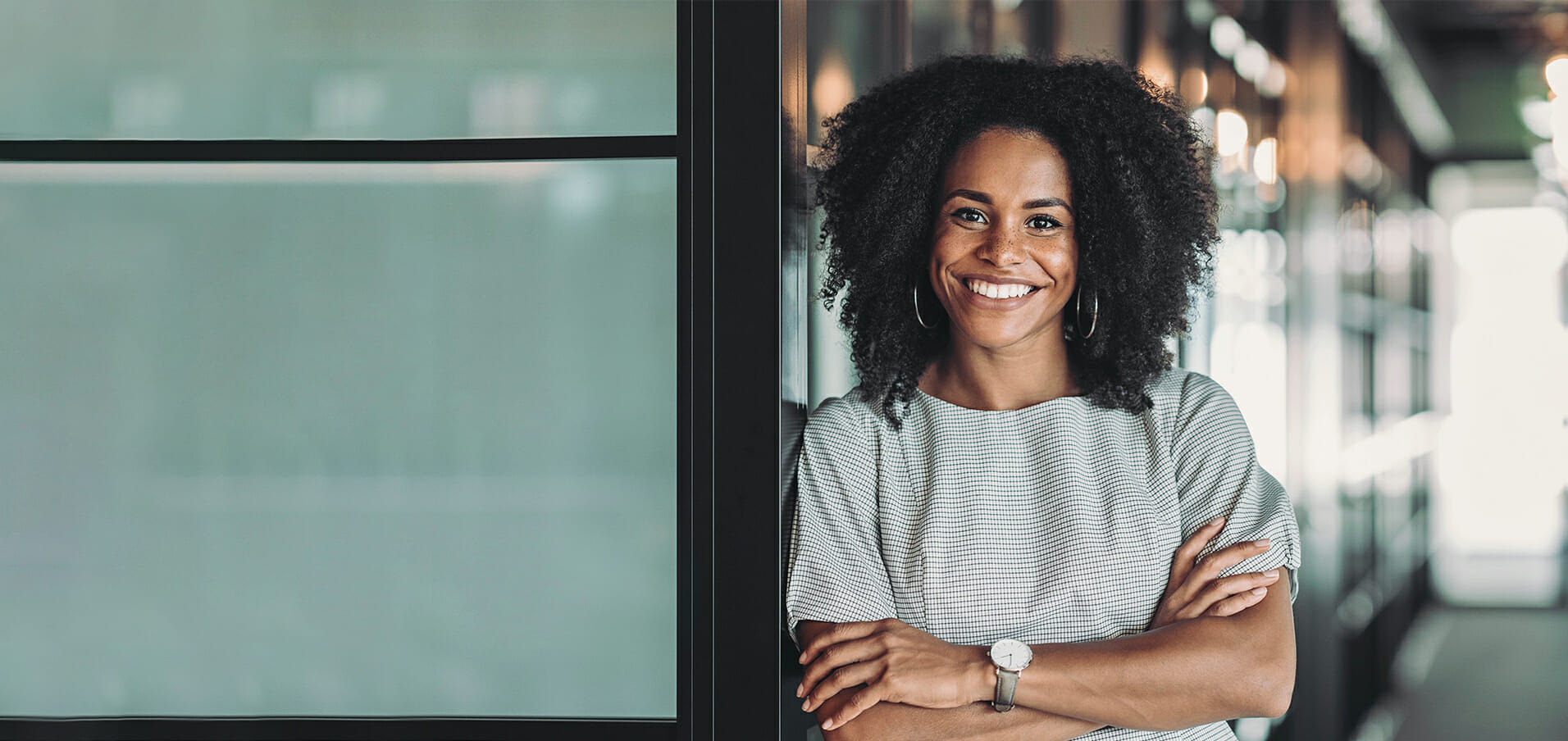 Smiling, confident businesswoman