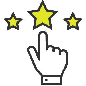 Hand points to three stars