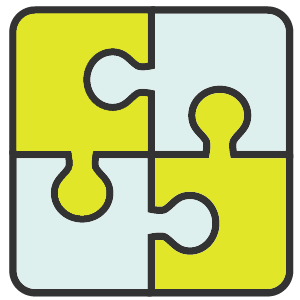 four puzzle pieces put together 