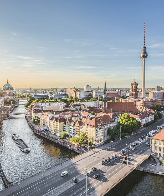 Berlin skyline with Spree river