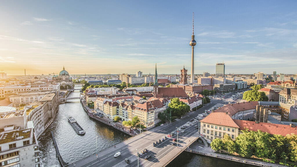 Berlin skyline with Spree river