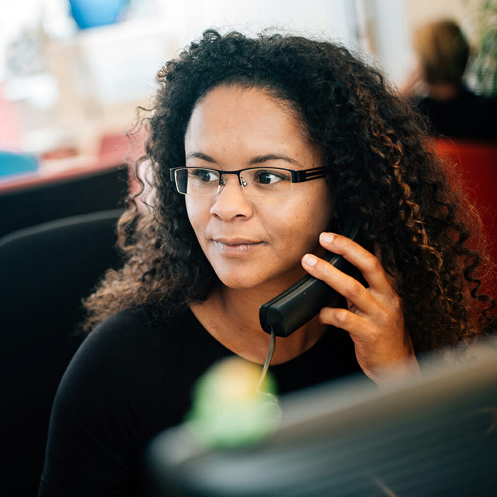  woman with phone handset