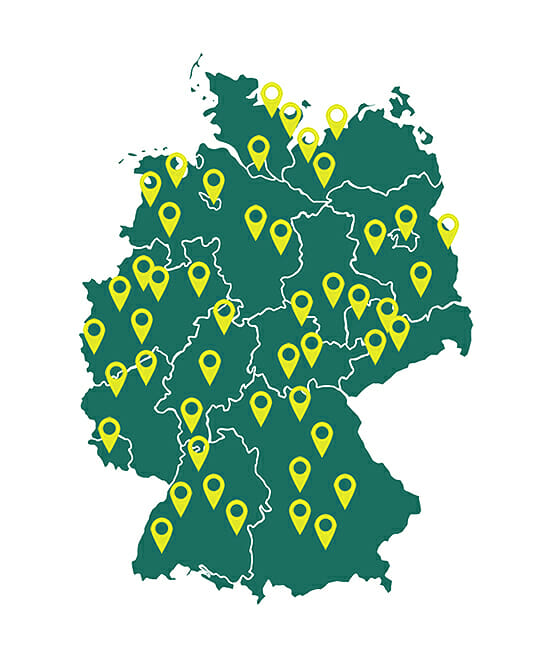 Karte mit allen Standorten des Fürstenberg Instituts