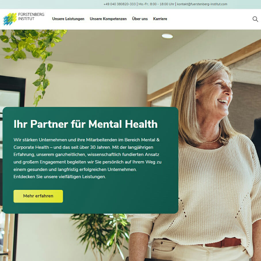 Screenshot Homepage Fuerstenberg Institute
