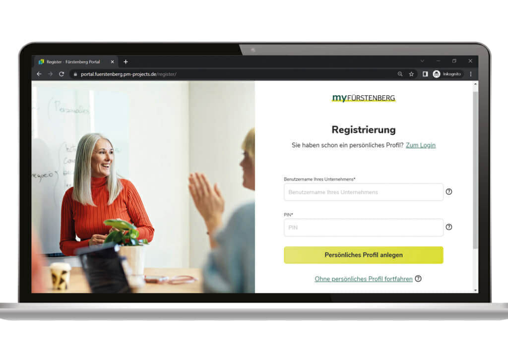 Screenshot von Login in myFürstenberg