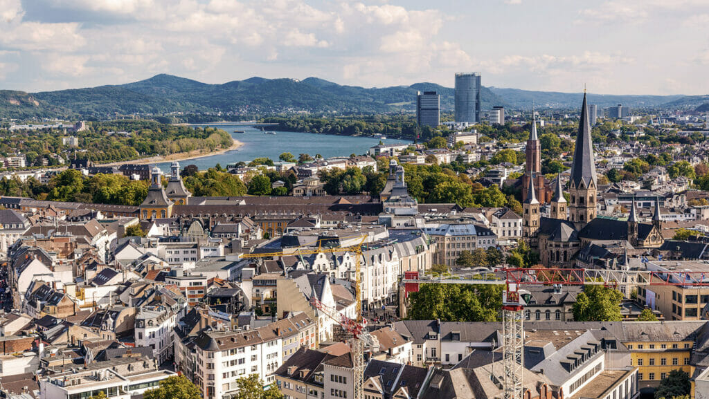 aerial of Bonn, the former capital of Germany