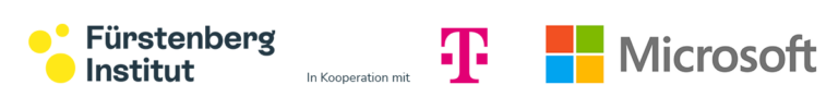 Logos vom Fürstenberg Institut, der Deutschen Telekom und Microsoft