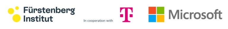 Logos vom Fürstenberg Institut, der Deutschen Telekom und Microsoft
