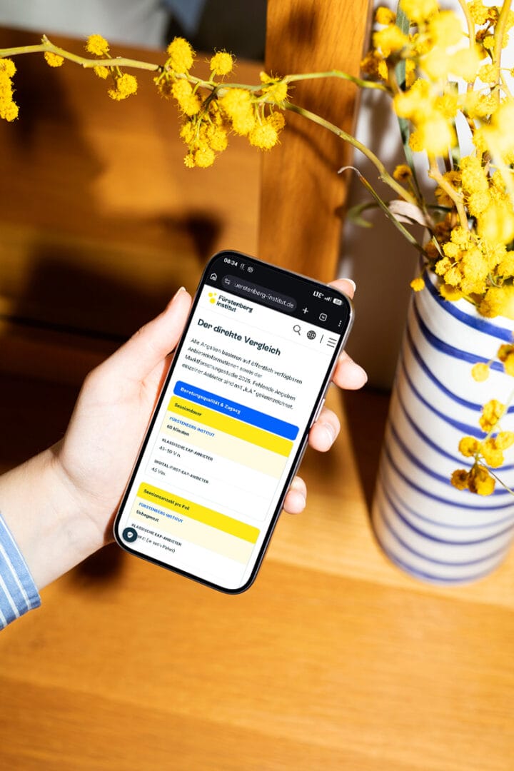 Mobile Ansicht des EAP Anbieter Vergleichs auf der Fürstenberg Seite